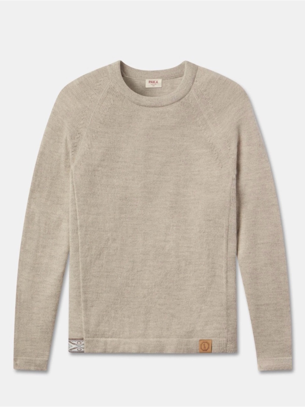 EUC Paka Royal Alpaca Blend SzL Oatmeal Crew neck Lightweight Minimalist Sweater